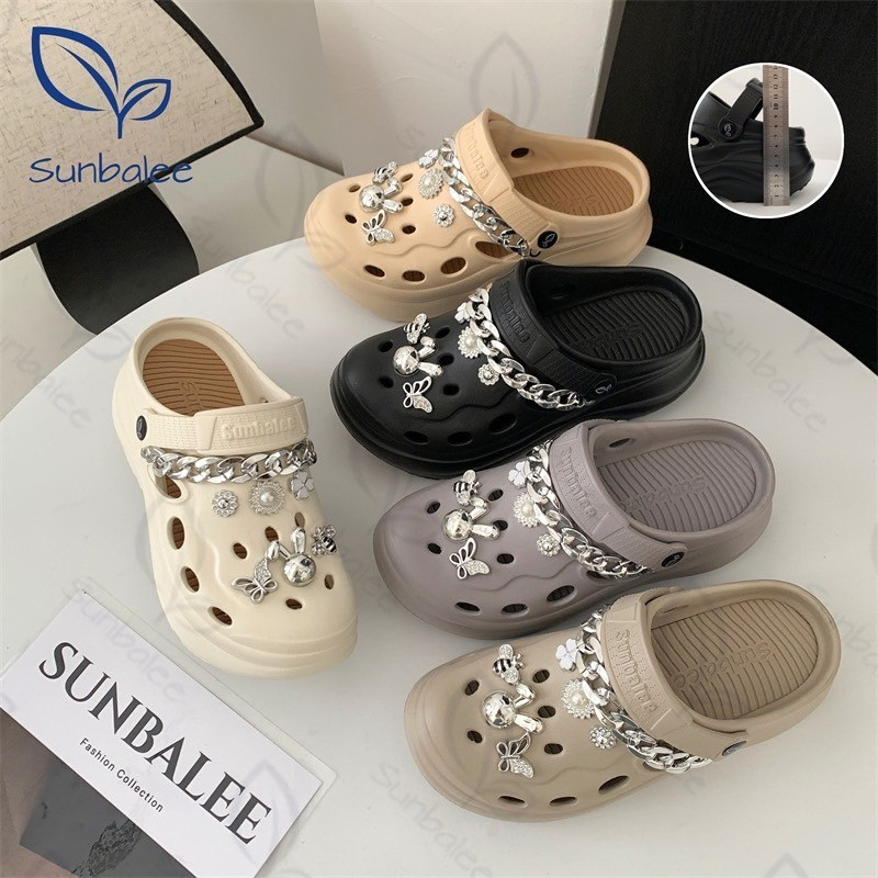 SHO-SUNT8- รองเท้าสไตล์เกาหลี รองเท้ามินิมอล มีรัดส้น แฟชั่นหัวโต พื้นยางนิ่มใส่สบาย แถมตัวติดลายการ์ตูน