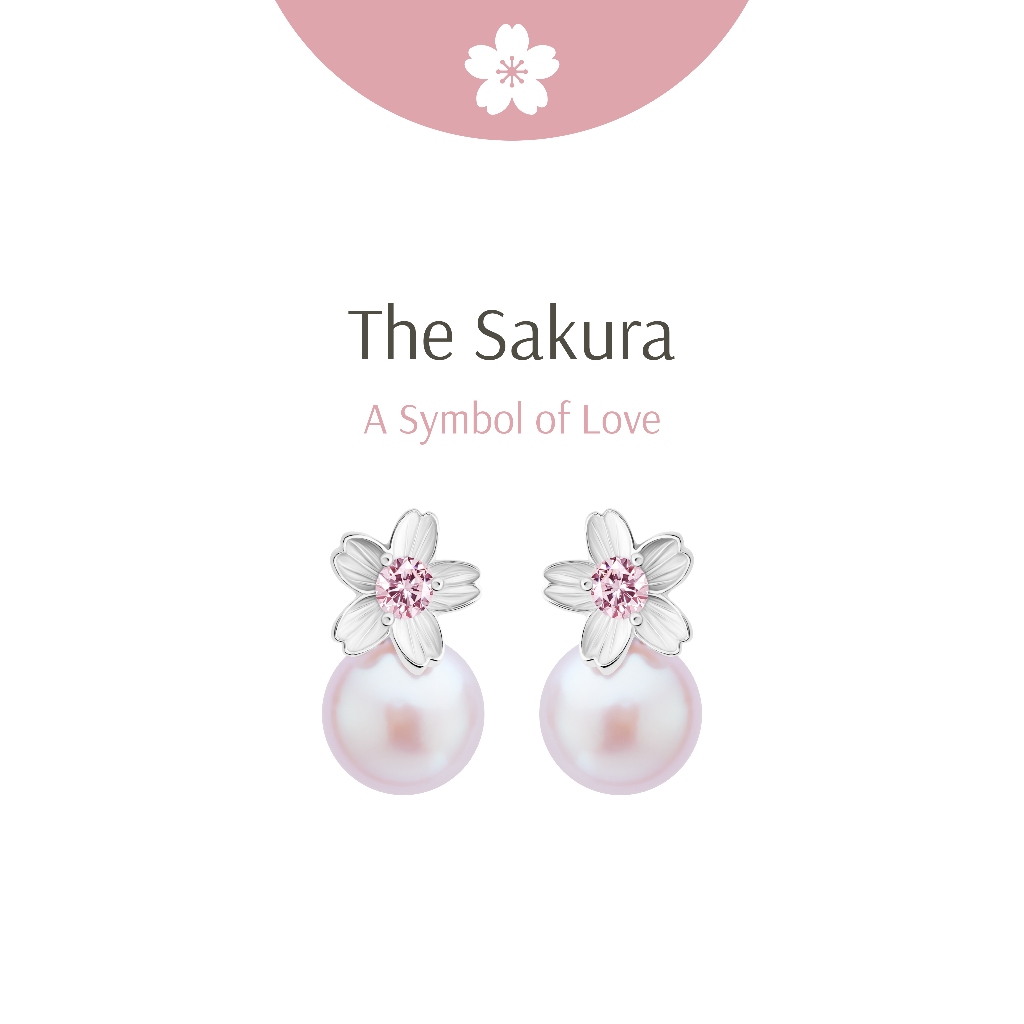 Ravipa | Mini Blooming Sakura and Pink Pearl Earrings - ต่างหู