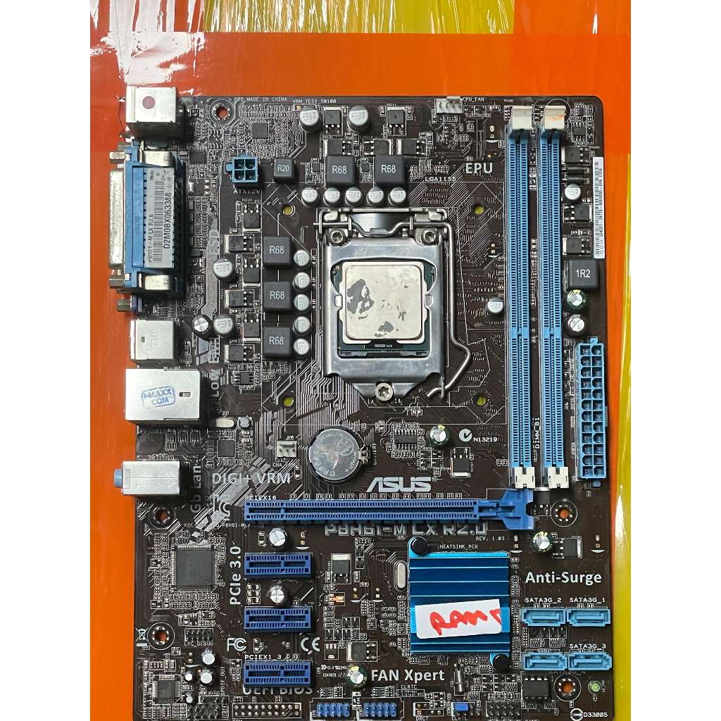 ASUS P8H61-M LX R2.0 พร้อมฝาหลัง ตำหนิแรมอ่านช่องเดียว