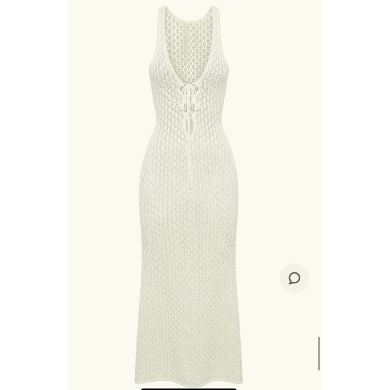 Cordelia crochet เดรสทะเล ใส่คลุมบิกินี่ เดรสถักโครเชต์ สีส้มพาสเทล แบรนด์ Meshki