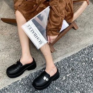 รองเท้าคัชชู หุ้มส้น รองเท้าใส่ทำงาน รองเท้าผู้หญิงแฟชั่น ส้นหนา 8 เซน เสริมส้น งานEVA SHO-SUNG308