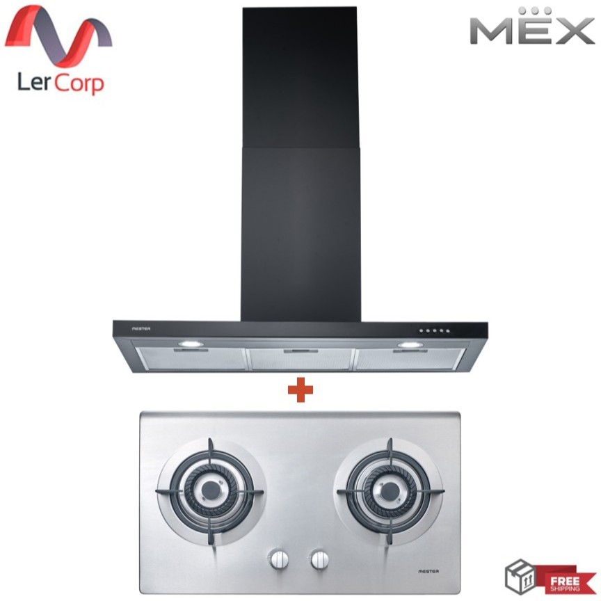 (Mex) เครื่องดูดควัน รุ่น MT390B + เตาแก๊ส ชนิดติดตั้งในเฟอร์นิเจอร์ ขนาด 73 ซม รุ่น MS3732