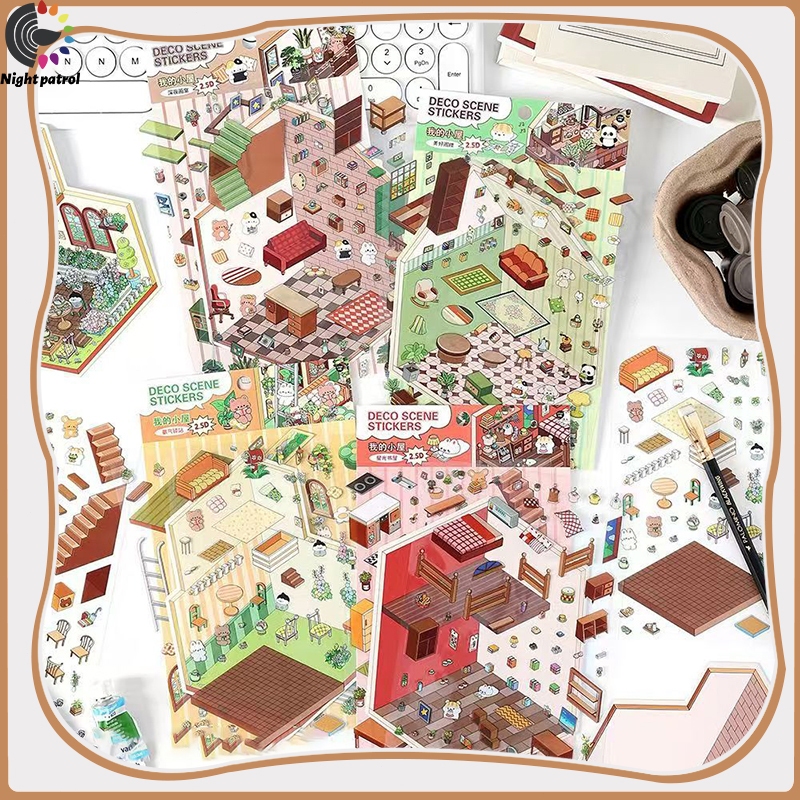 น่ารักวารสารสติกเกอร์การ์ดสีขาวสติกเกอร์กระดาษ Scrapbooking วัสดุสมุดภาพชุด  [ซีรีส์ชีวิตประจําวัน]