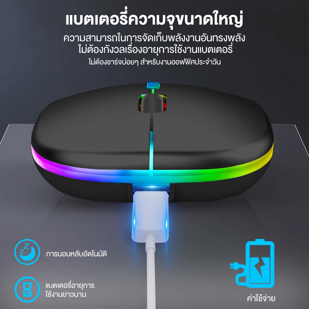 SANSONIC เมาส์ เมาส์ไร้สาย เสียงเงียบ Wireless Mouse 2.4G บลูทูธ 5.0 รับสัญญาณ USB 3 ระดับ DPI สําหรับแล็ปท็อป PC Mac