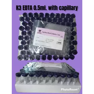*100หลอด* หลอดเก็บตัวอย่างเลือดเคลือบ EDTA K3 มี 2 ขนาด 0.5 มล กับ 3.0 มล.