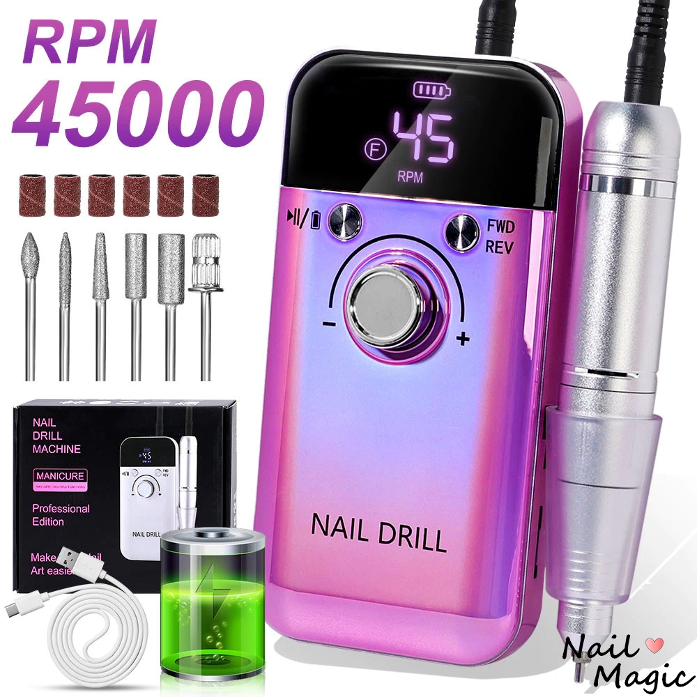 Nail.Magic เครื่องเจียเล็บไฟฟ้า 45000RPM ขัดเล็บด้วยไฟฟ้า เจียรเล็บ พร้อมหน้าจอ LCD ปรับความเร็วได้ เ – โปรปัง