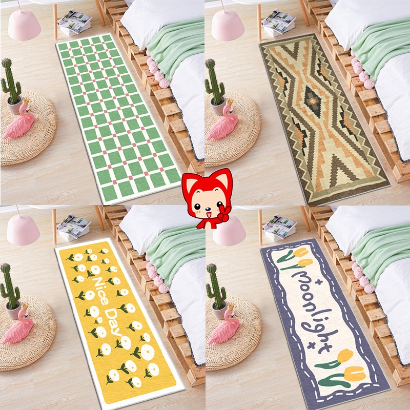 พรมเช็ดเท้า 40*120cm พรมยาว พรมข้างเตียงแบบยาว ขนนุ่ม มีแผ่นกันลื่น พรมห้องนอน พรม ยาว มินิมอลแต่งห้อง ตกแต่งบ้าน - รูปที่ 4