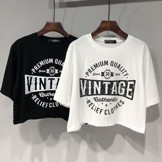 เสื้อครอปแขนสั้นผู้หญิงฤดูร้อนใหม่ oversize เสื้อผ้าสาวอวบไซ…
