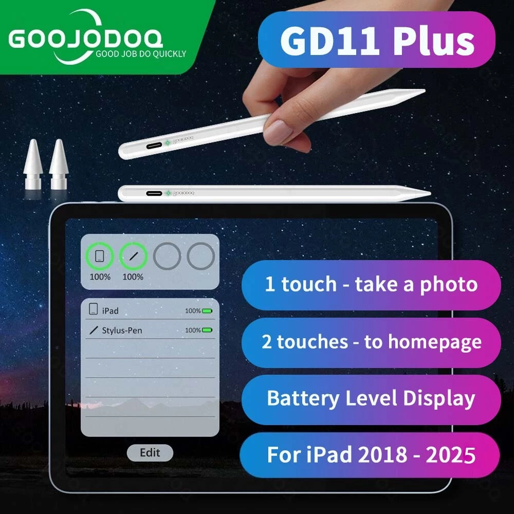GOOJODOQ GD11 Plus ปากกาทัชสกรีน วางมือบนจอ+แรเงาได้+ปลายปากกาอัจฉริยะ Stylus Pen