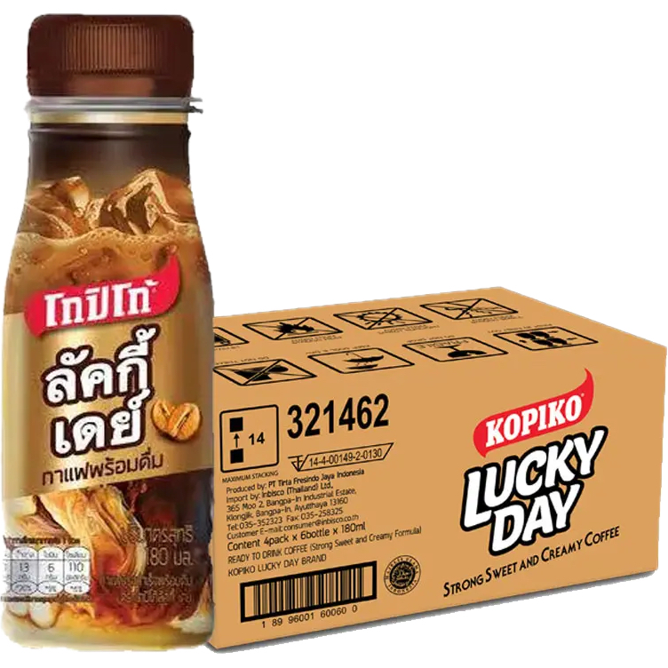 โกปิโก้ ลัคกี้ เดย์ กาแฟพร้อมดื่ม 180 มล. x 24 ขวด(ยกลัง)