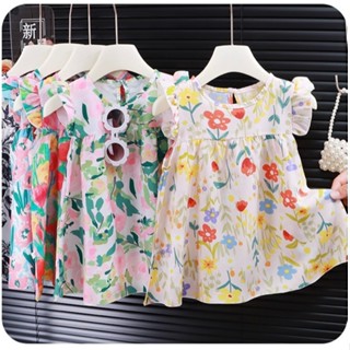 ชุดเดรสกระโปรงเด็กผู้หญิง ลายดอก ใส่เที่ยวน่ารัก เนื้อผ้านิ่…