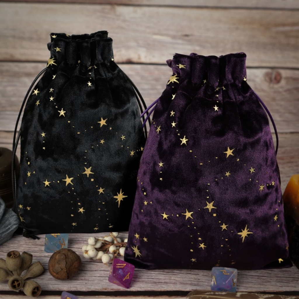 Purple Velvet Tarot Bag GALAXY ที่ใส่ไพ่ทาโรต์ ลายกาแล็กซี ถุงเก็บไพ่ยิปซี ผ้ากำมะหยี่ Tarot Pouch Cloth Pocket