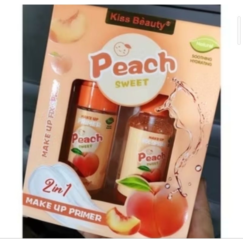 Kiss Beauty Sweet Peach set box (Makeup Primer 1pc+Fixing Spay 1pc)
