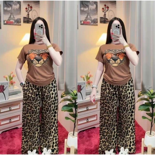 ชุดเซ็ตขายาวลายเสือ🐅เสื้อสกรีนหน้าเสือ+ขายาวลายเสือ🐅สุดฮิต กำลังมาแรง