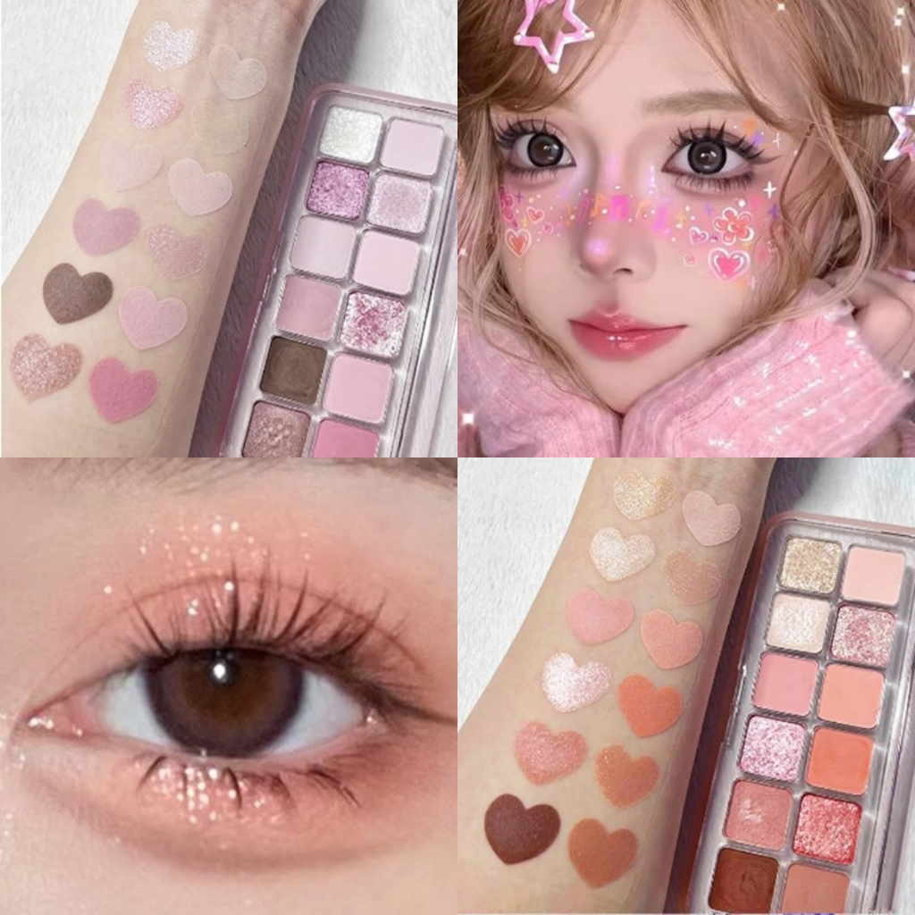 YOTAI อายแชโดว์ พาเลทอายแชโดว์ 12สี Eyeshadow เนื้อใยไหม เนื้อแมท ประกายชิมเมอร์ กลิตเตอร์ สีสวย กันน้ํา ติดทนนาน