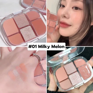 SWEET MINT อายแชโดว์พาเลตต์ 6 สี มีเนื้อกลิตเตอร์ เนื้อแมตต์ เนื้อครีม ในตลับเดียว ใช้ทาแก้ม ตา ปาก สีสวยชัด ติดทนนาน