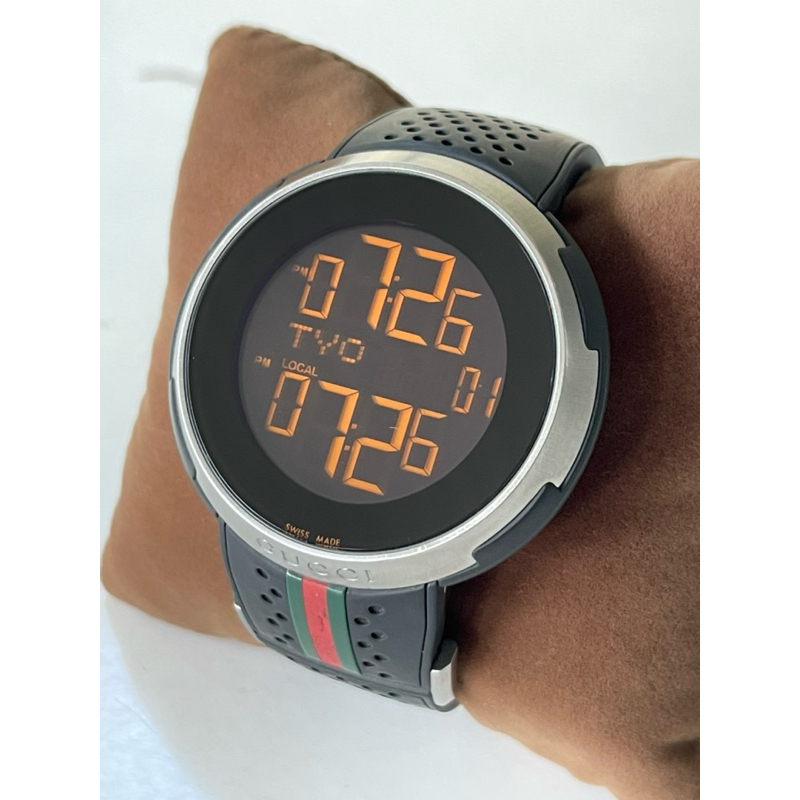 GUCCI Sports Digital Silver Blue 114 Series Men’s Watch YA114103