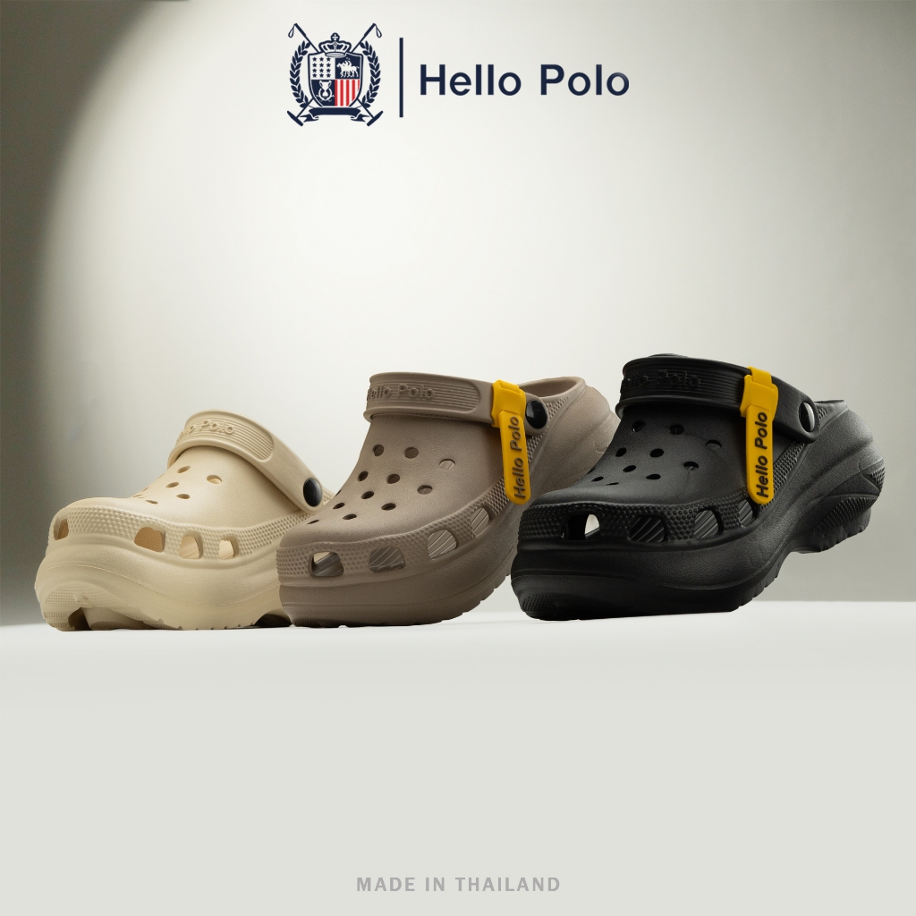 Hello Polo รองเท้าหัวโต รองเท้าแตะรัดส้น ทรงมินิมอล แฟชั่นผู้หญิง พื้นหนา 6 CM. ยาง EVA ติดตัวจิ๊บบิทได้ รุ่น HP8052