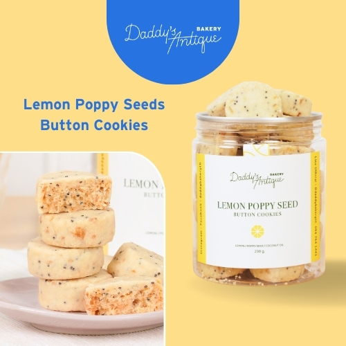 Lemon Poppy Seed Vegan Button Cookies | Daddy's Antique Bakery