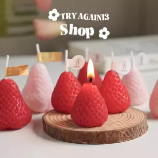 เทียนวันเกิด เที่ยนสตอเบอรี่ น่ารักมาก พร้อมส่ง