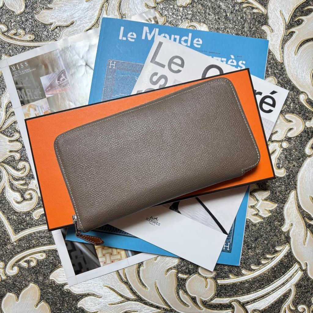 ส่งตรงจากญี่ปุ่น Hermes Etoupe Azap Long Silk-in C กระเป๋าสตางค์ผู้หญิงแบบยาวสลัก