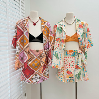 setฮาวายผ้าพิมพิ์ลายเนื้อผ้าพริ้ว