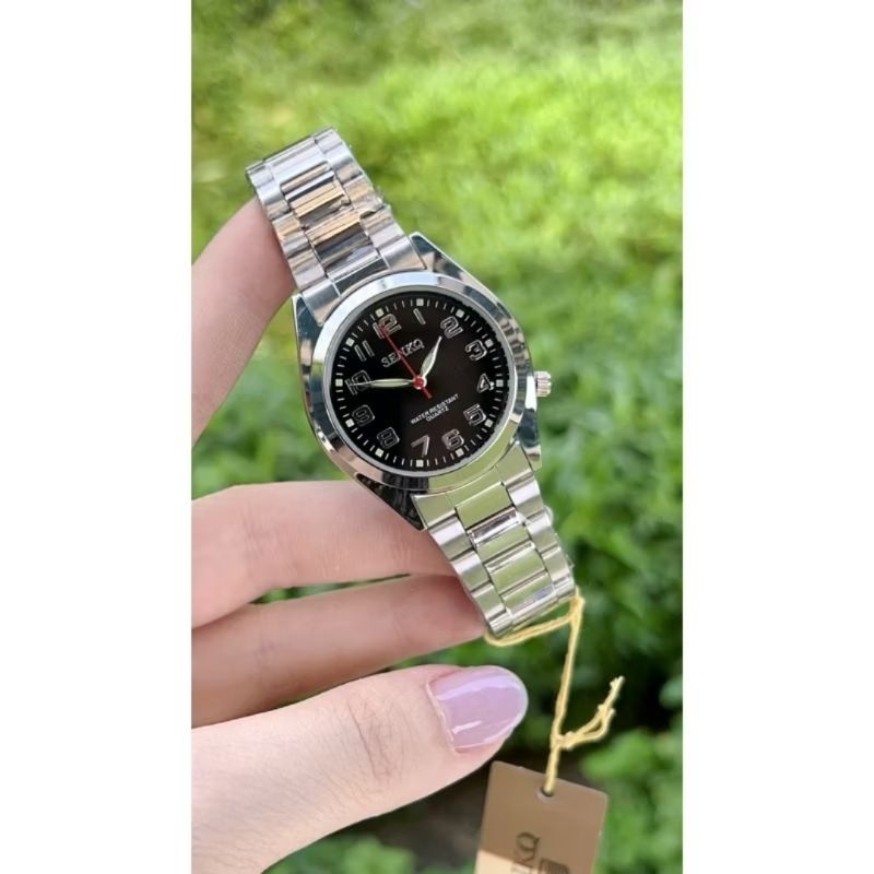 นาฬิกาSENKQ สำหรับผู้ชาย กันน้ำ100% สายสแตนเลส หน้าปัดเป็นเลขล้วน