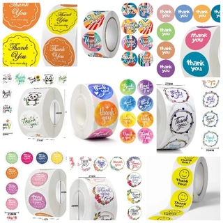 M018 สติกเกอร์ขอบคุณ Thank You Sticker 500 ดวง/ม้วน ขนาด 2.5 ซม. พร้อมส่งจากไทย