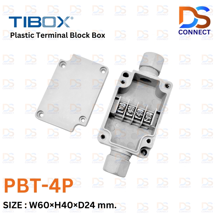 พร้อมส่ง! TIBOX PBT-4P กล่องพลาสติก พร้อมเทอร์มินอลบล็อก 60x40x24 mm.