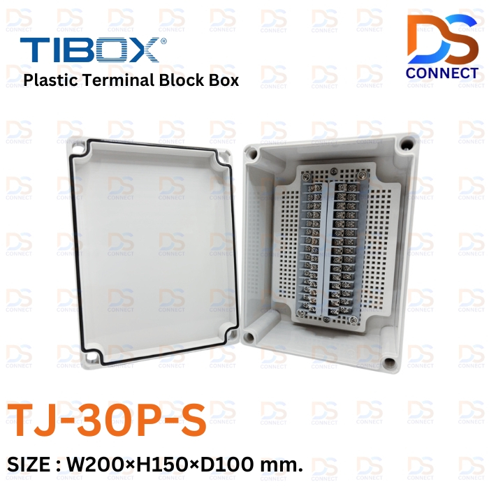 TIBOX TJ-30P-S Plastic Terminal Block Box กล่องพลาสติก พร้อมเทอร์มินอลบล็อก 200x150x100mm.