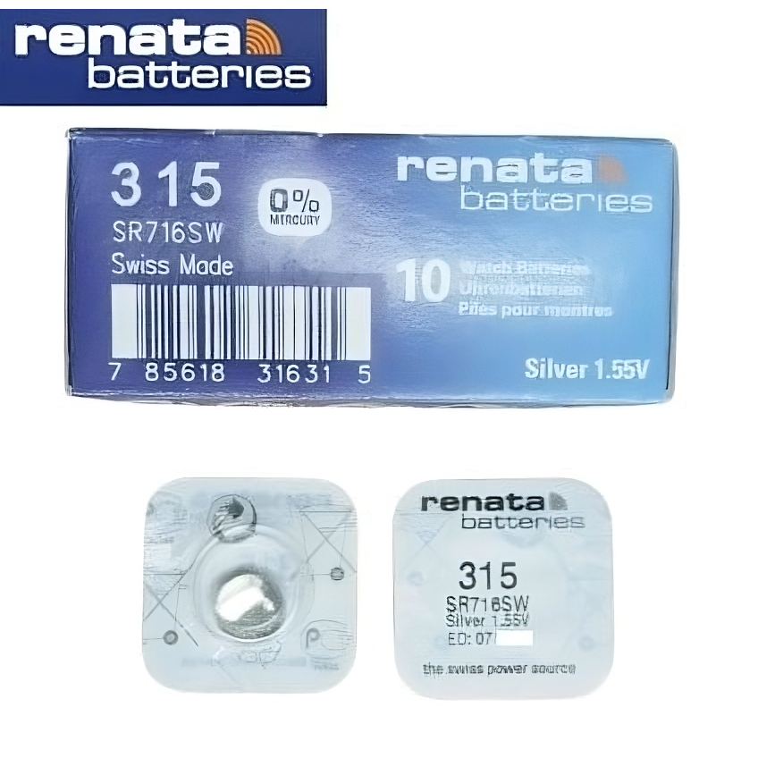 ถ่านนาฬิกา Renata 315 SR716SW ของแท้ Swiss Made 1.55V ถ่านสวิส ถ่านกระดุม ถ่านใหม่ (1 ก้อน) ED.2027