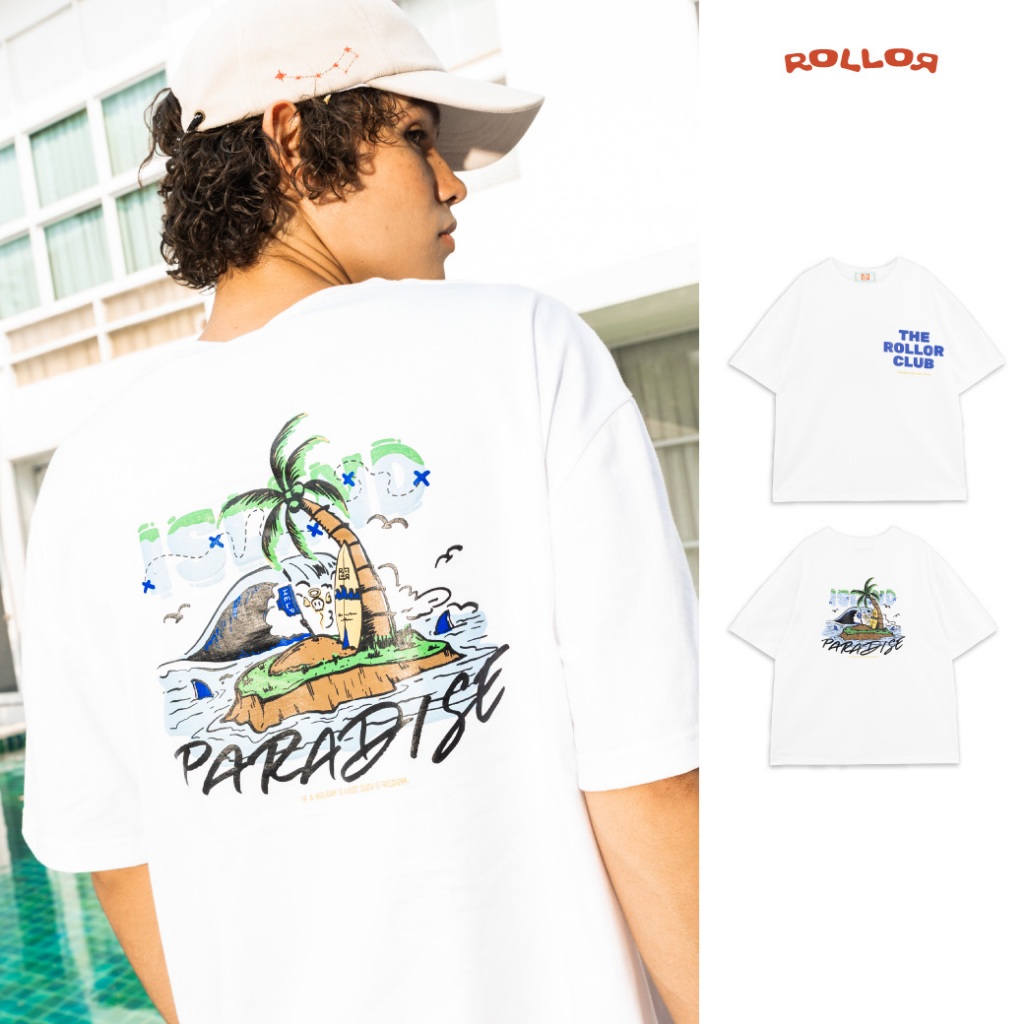 ROLLOR - เสื้อยืด Oversize เเขนสั้น รุ่น ISLAND PARADISE TEE