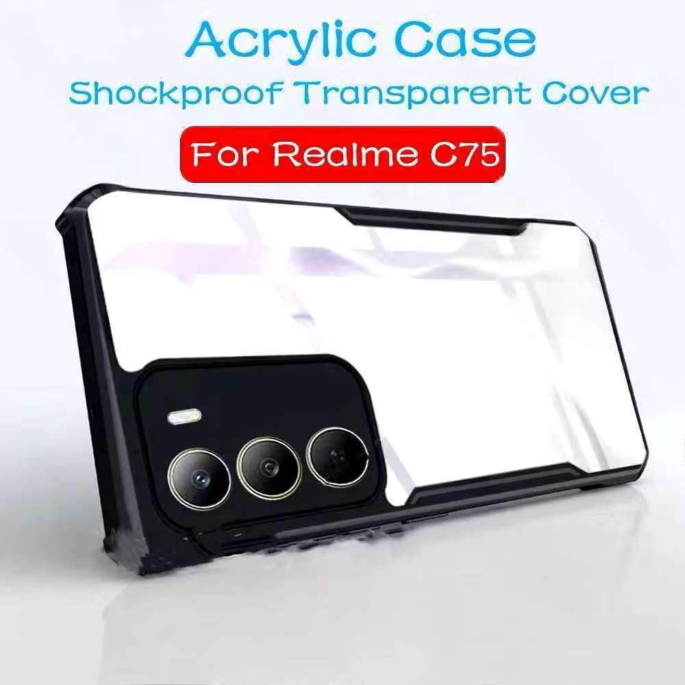 เคสกันกระแทก ขอบสีหลังใส สำหรับ Oppo Realme C75 C71 C75X