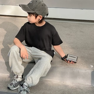เสื้อยืดเด็กสีพื้น Kids เสื้อยืดเด็ก สไตล์มินิมอลอายุ 2-16ปี แขนสั้น คอกลม ผ้านุ่ม สัมผัสเบาสบาย ไม่ย้วย ไม่หด