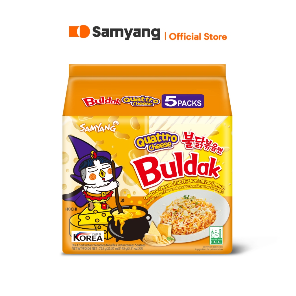 [แพ็ก 5] Samyang Buldak Quattro Cheese Ramen ซัมยัง บูลดัก ควอทโทรชีส ราเมง รสไก่สูตรเผ็ดผสมชีส 4 ชนิด (145gx5)