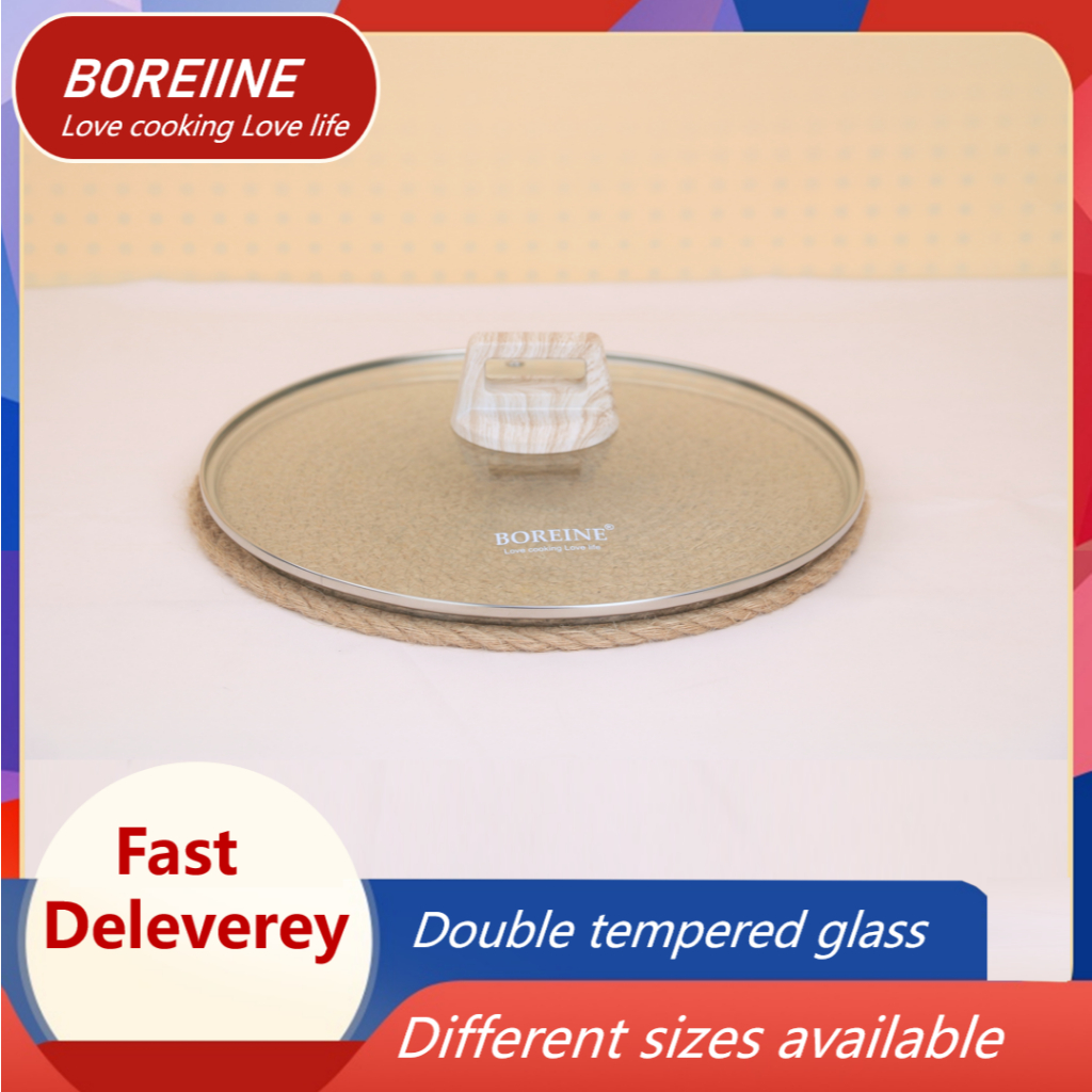 BOREINE ฝาครอบกระจกใสหนา 2 ชั้น ทนอุณหภูมิสูง ทำความสะอาดง่ายเหมาะสำหรับหม้อที่ตรงรุ่น