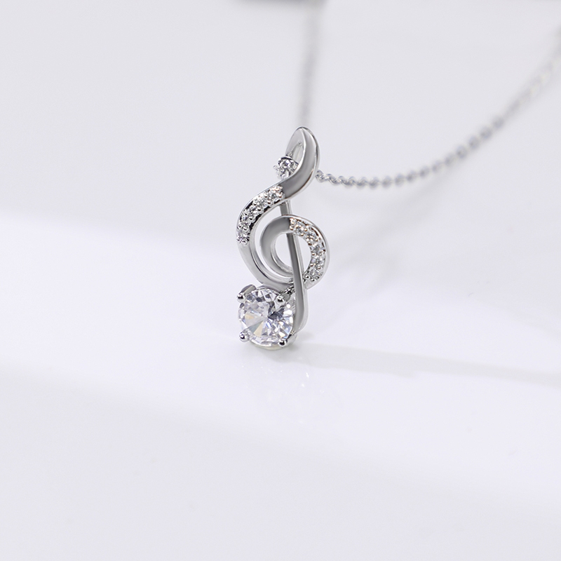 jewelry สร้อยคอโน้ต สำหรับผู้หญิง สร้อยคอเงิน เงินพร้อมจี้ เครื่องประดับ จี้โน้ต สร้อยแฟชั่น