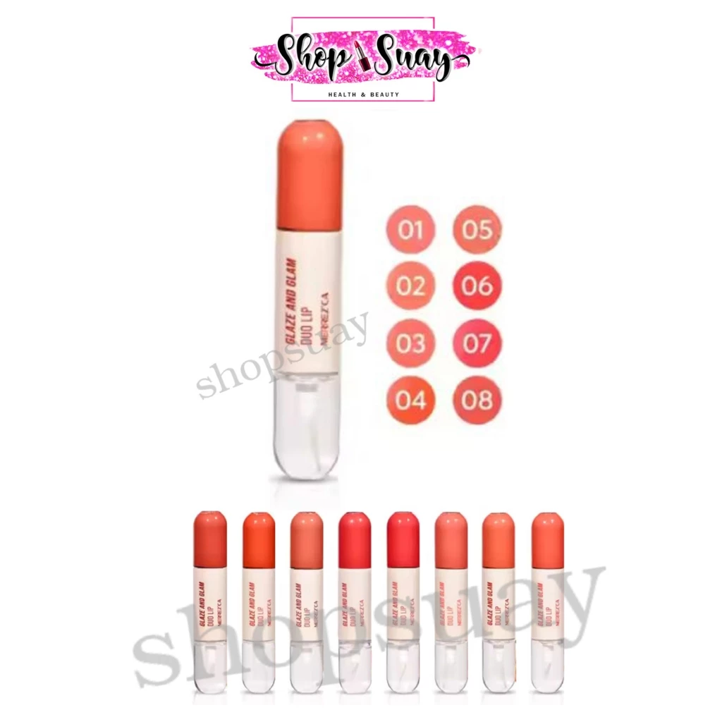 ** 1 แท่ง ** Merrezca Glaze & Glam Duo Lip ลิปดูโอ้ มีทั้ง เนื้อแมทท์ และเนื้อออยล์ 4 กรัม