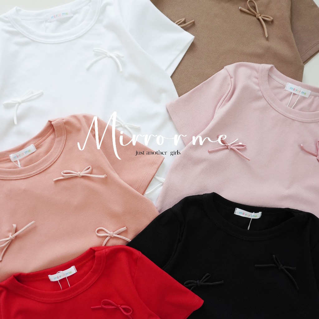 mirrorme เสื้อติดโบว์น่ารัก 5 จุด ทรงสวย ดีไซน์น่ารัก ผ้ายืดได้ สาวอวบใส่ได้