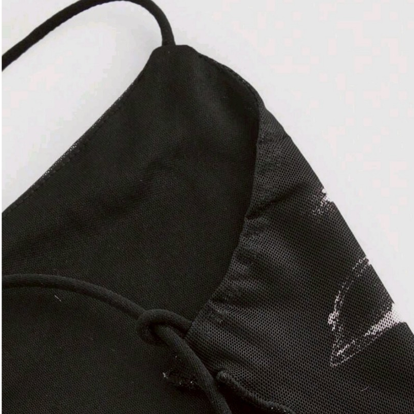 Crop TC2526 เสื้อครอป สายเดี่ยว ผูกหลัง ผ้าตาข่าย ลายดอกไม้ - รูปที่ 7