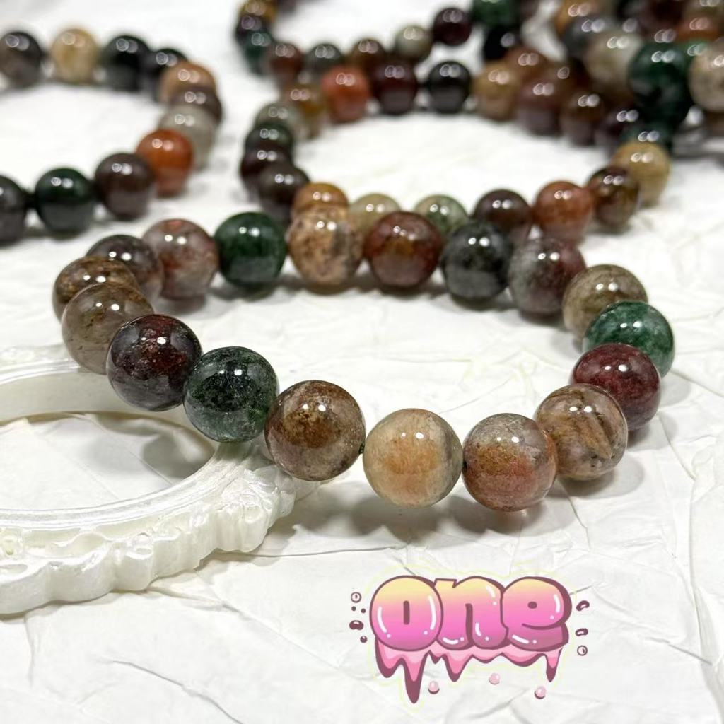 ข้อมือหินโป่งข่าม Phantom Quartz หินธรรมชาติ แก้วโป่งข่าม 5 สี ข้อมือหินมงคล กำไลหินสี