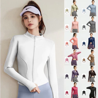 ✨เพิ่มสีใหม่ 16 สี✨(YOGA-135) เสื้อกีฬาแจ็คเก็ตแขนยาวมีซิปรูด เสื้อคลุมออกกำลังกาย ทรงกระชับเข้ารูป