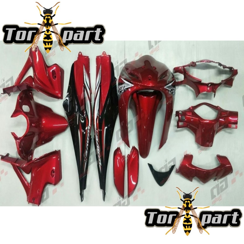 ชุดสีเวฟ110i ชุดสีwave110i ปี 21012 - 2018 เฟรมเวฟ110 แฟริ่งเวฟ ( สีแดงแก้วท้ายดำ) งานเกรด ARM