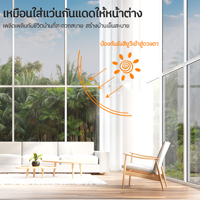 ซื้อ 1แถม 2 ขนาดเต็ม ฟิล์มติดกระจก กันความร้อน กันรังสี UV 99% ฟิล์มปรอท Window Film ฟิล์มกรองแสง รถยนต์ ฟิล์มอาคาร - รูปที่ 2