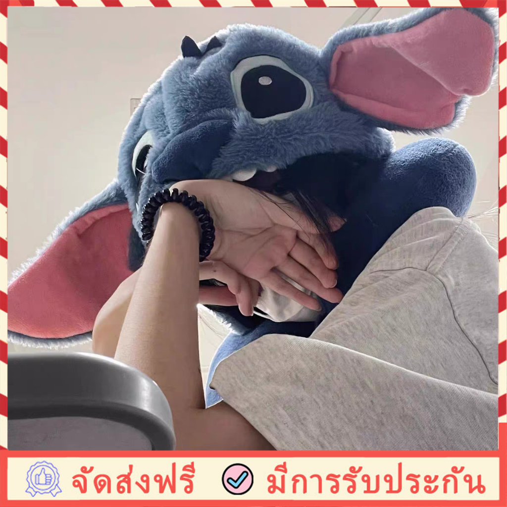 หมอนรองคอพร้อมฮู้ด หมอนรองคอรูปทรงU หมอนรองคอลายการ์ตูนลายเปียโน สติตช์ หมอนรองคอสำหรับเดินทางพร้อมหมวก หมอนตุ๊กตาตัวไหญ