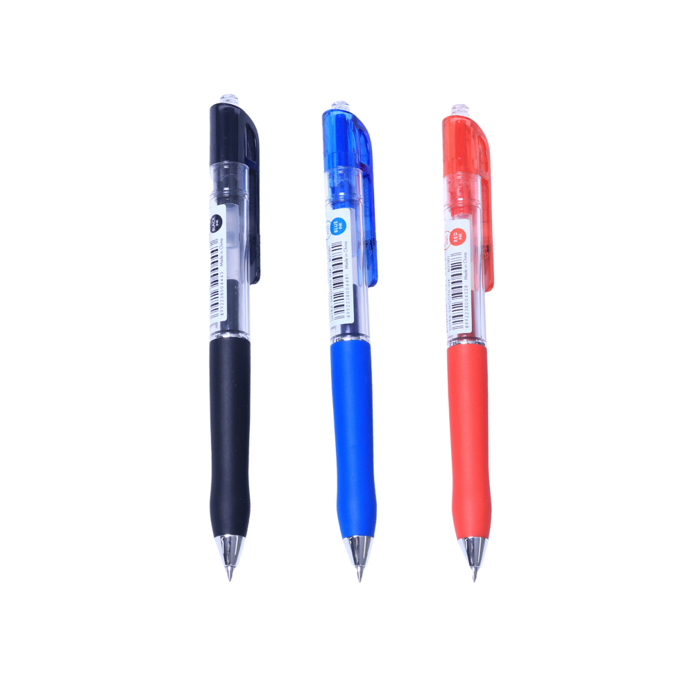 Bantex ปากกา  ปากกาเจล 3 สี ขนาด 0.5 มม. สีดำ เขียนง่าย หมึกลื่น แห้งเร็ว ปากกาหมึกเจลแบบกด อุปกรณ์สำนักงาน Pentel