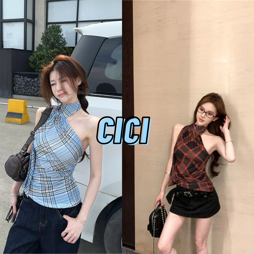 ส่งทันที Cici (NO. H8825) เสื้อซีทรูลายสก๊อคคอสูงดีเทลพันรอบคอ สไตล์สาวไม่เหมือนใครจึ้งๆเท่ห์ปึ้งๆ