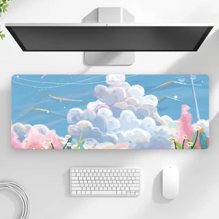 [พร้อมส่ง] แผ่นรองเมาส์ หลากหลายลาย งานเย็บขอบ ขนาดใหญ่ 80x30x0.2 ซม. Biangels