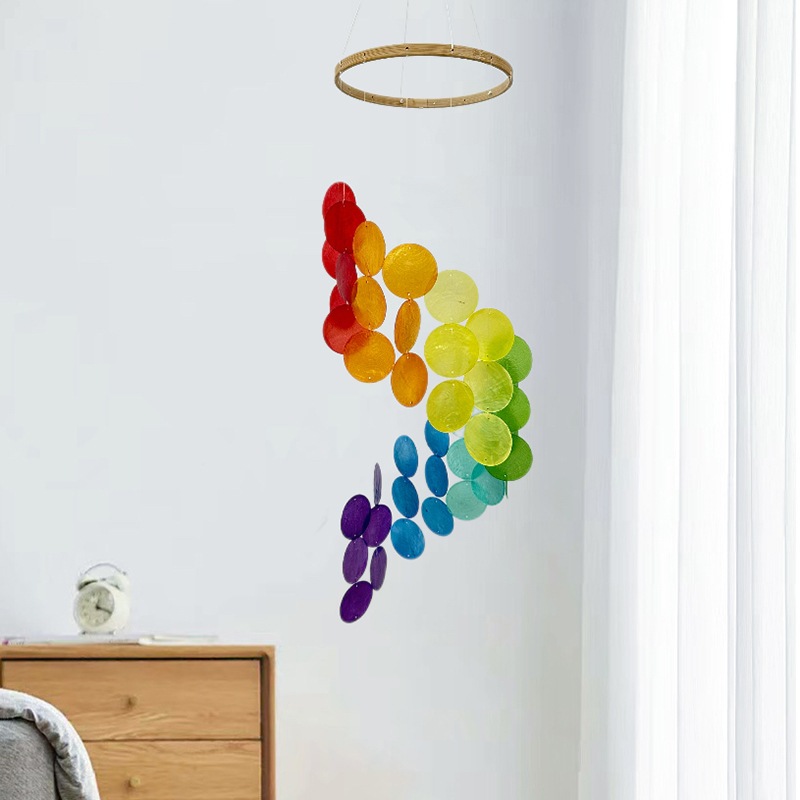 โมบายรูปเปลือกหอย โมบายลม  สีสดใส สําหรับตกแต่งบ้าน แขวนตกแต่งห้องนอนและระเบียง