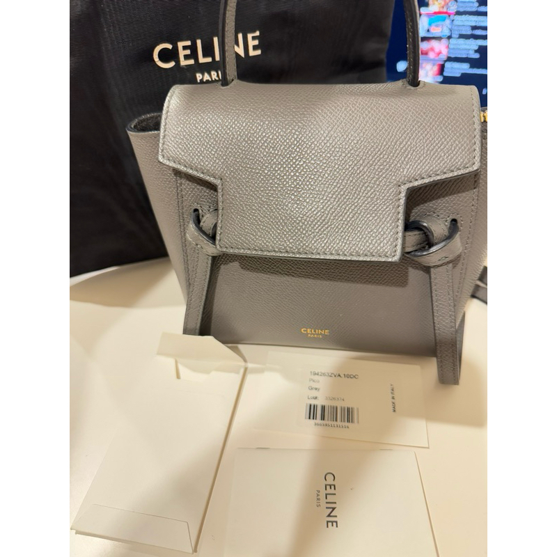 กระเป๋า celine belt bag size pico สีเทา มือสองสภาพนางฟ้า